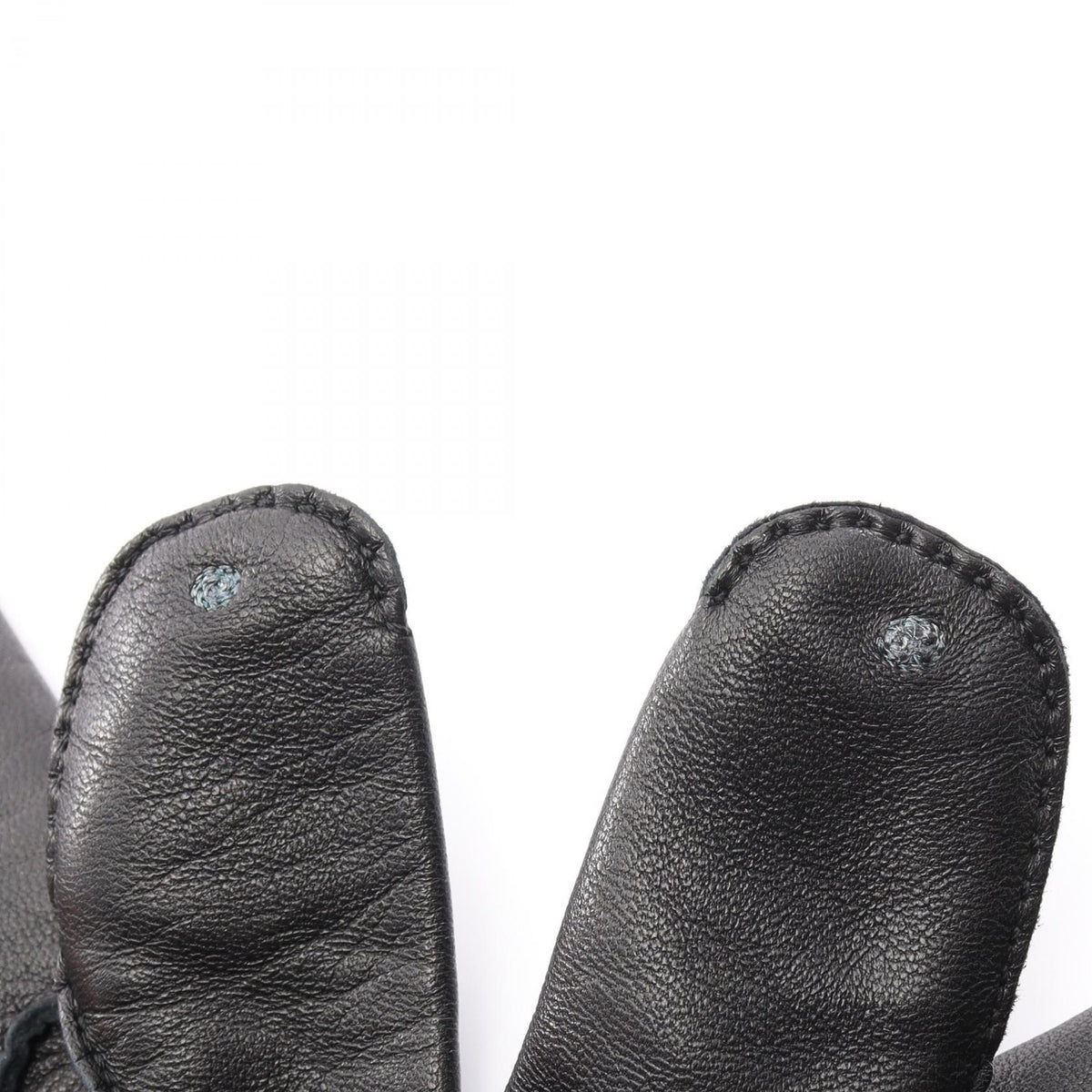 HERMES Clou de Selle Leather Gloves Black Size 8