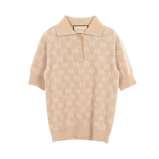 GUCCI GG Pattern Cotton Polo Shirt Beige Size XS