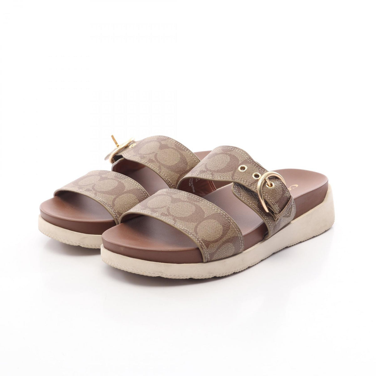 COACH Gwen Signature PVC Sandals Brown Size US 8