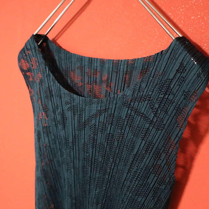 Vintage PLEATS PLEASE Sheer Pleated Patterned Tank Size 3