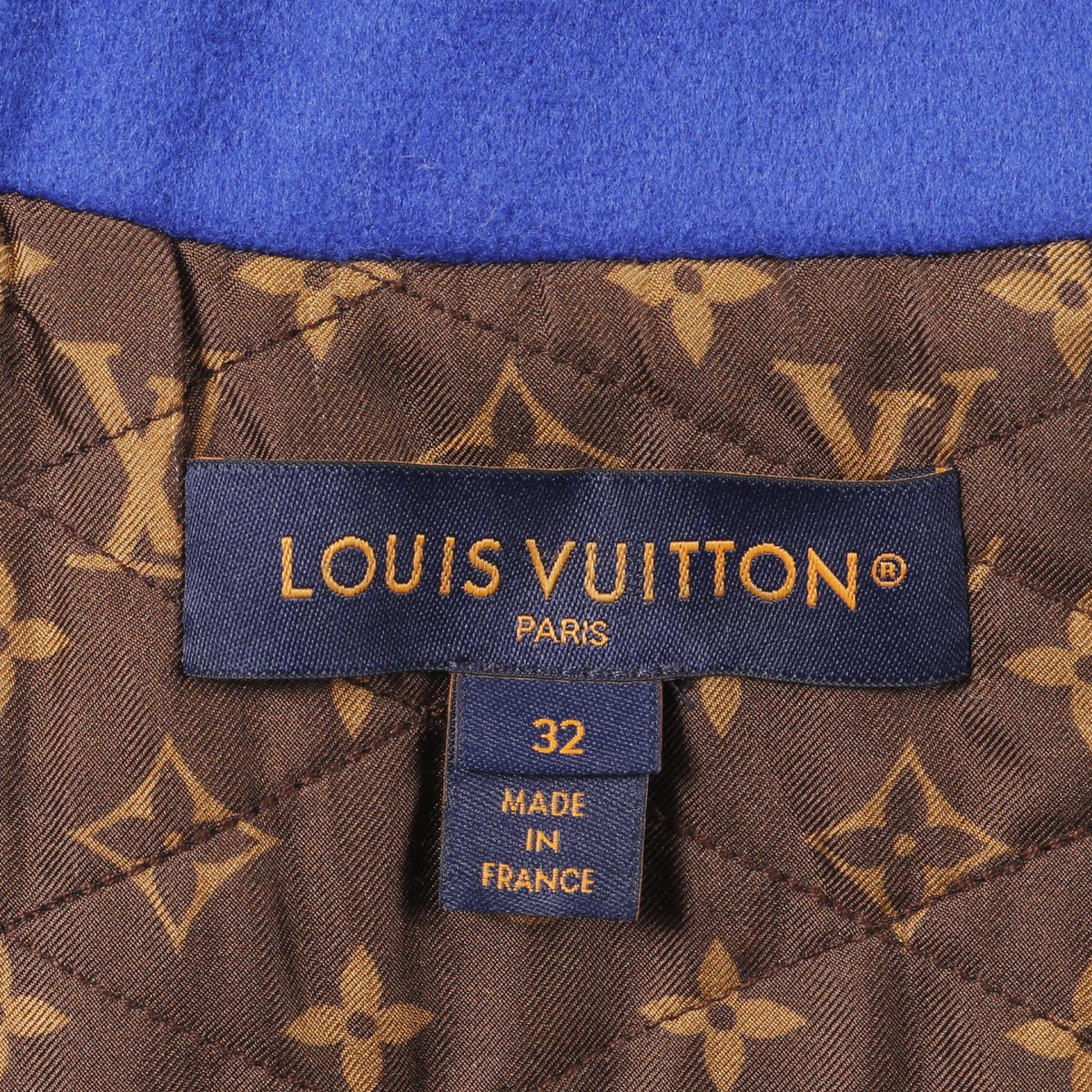 LOUIS VUITTON V-Patch Wool Leather Jacket Blue Size 32