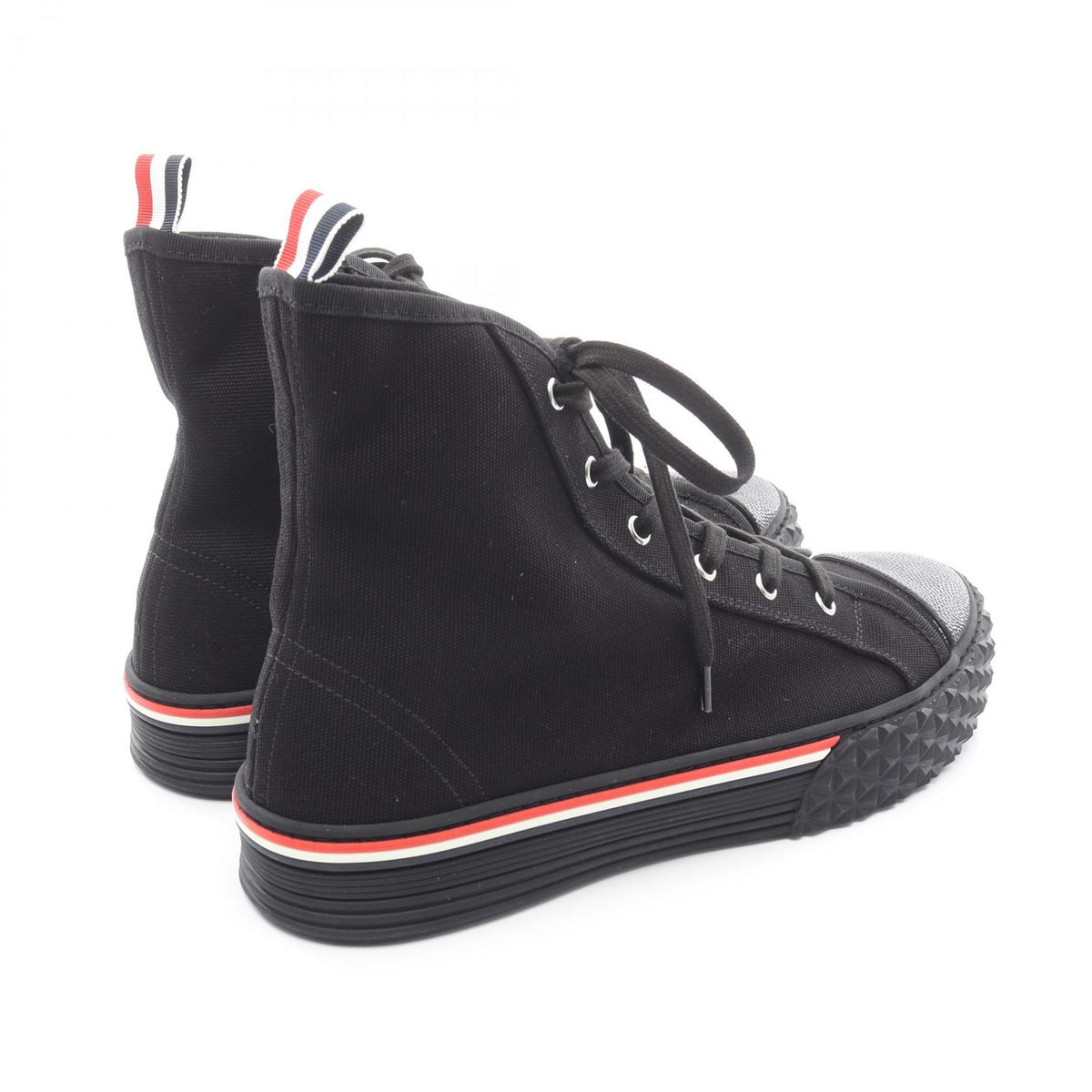 THOM BROWNE Black Multicolor Canvas Sneakers Size 7.5