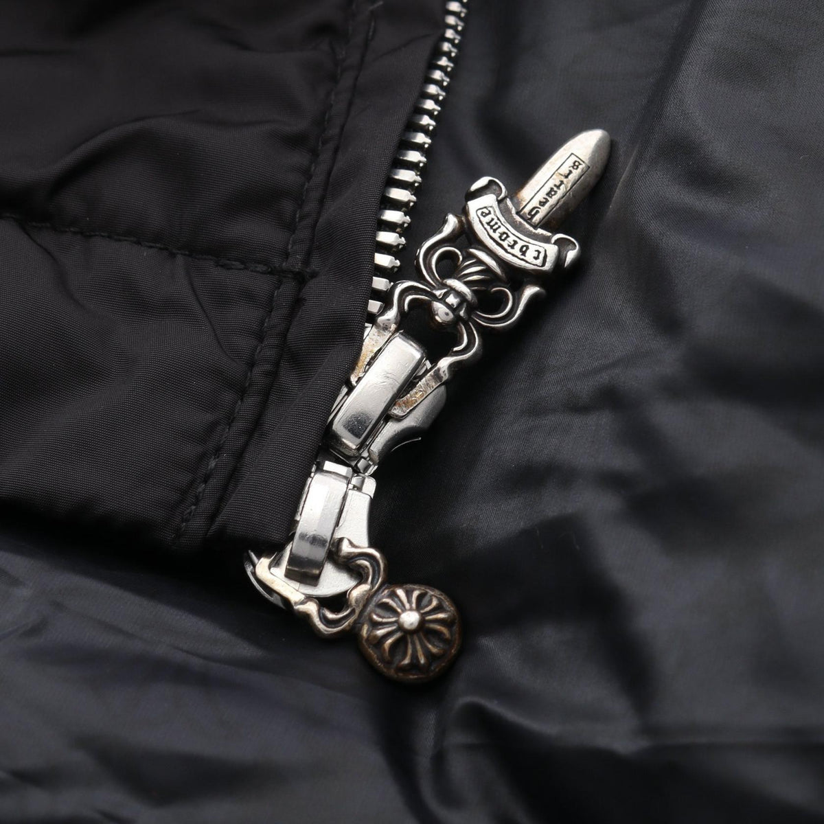 CHROME HEARTS Black Nylon Down Jacket Size M