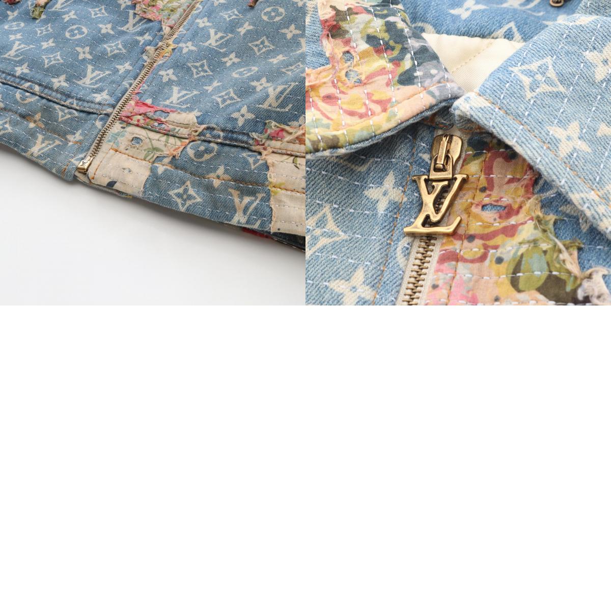 LOUIS VUITTON Monogram Destroy Workwear Denim Jacket Size 48