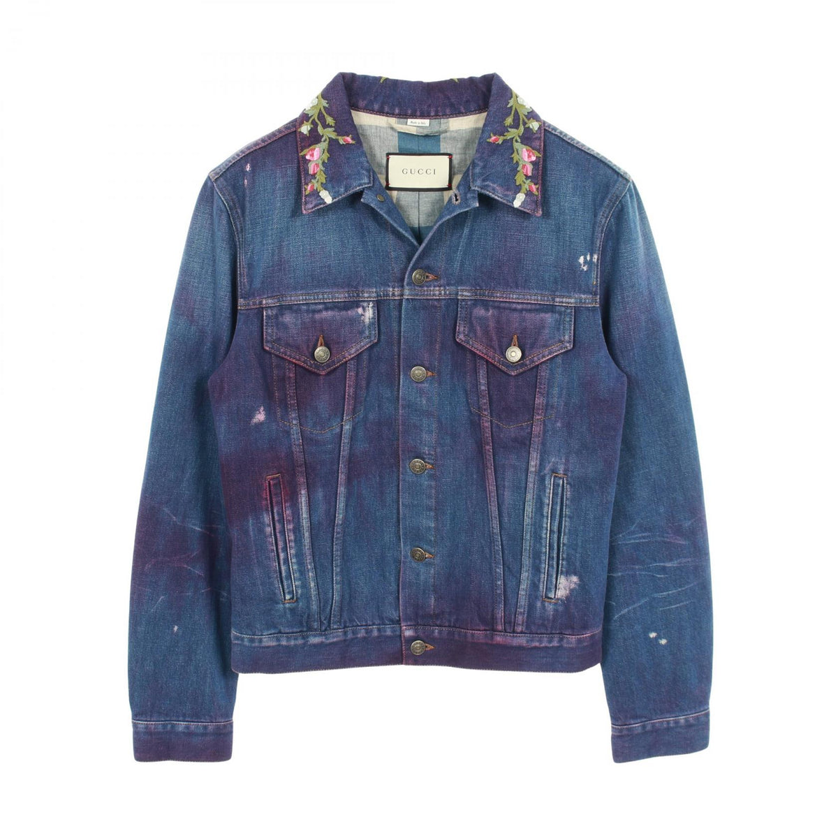 GUCCI Denim Jacket Navy Multicolor Cotton Size 44