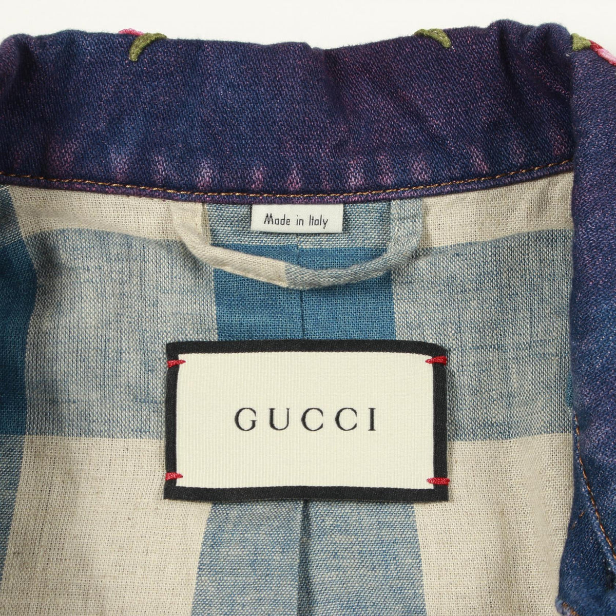 GUCCI Denim Jacket Navy Multicolor Cotton Size 44