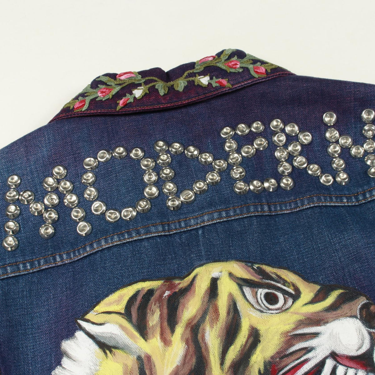 GUCCI Denim Jacket Navy Multicolor Cotton Size 44