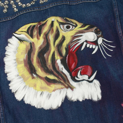 GUCCI Denim Jacket Navy Multicolor Cotton Size 44
