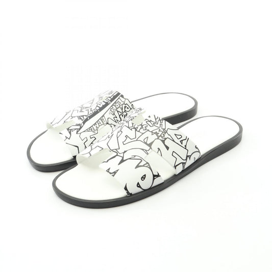 HERMES Izmir Leather Sandals White Black Size 40.5