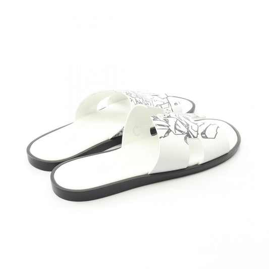 HERMES Izmir Leather Sandals White Black Size 40.5