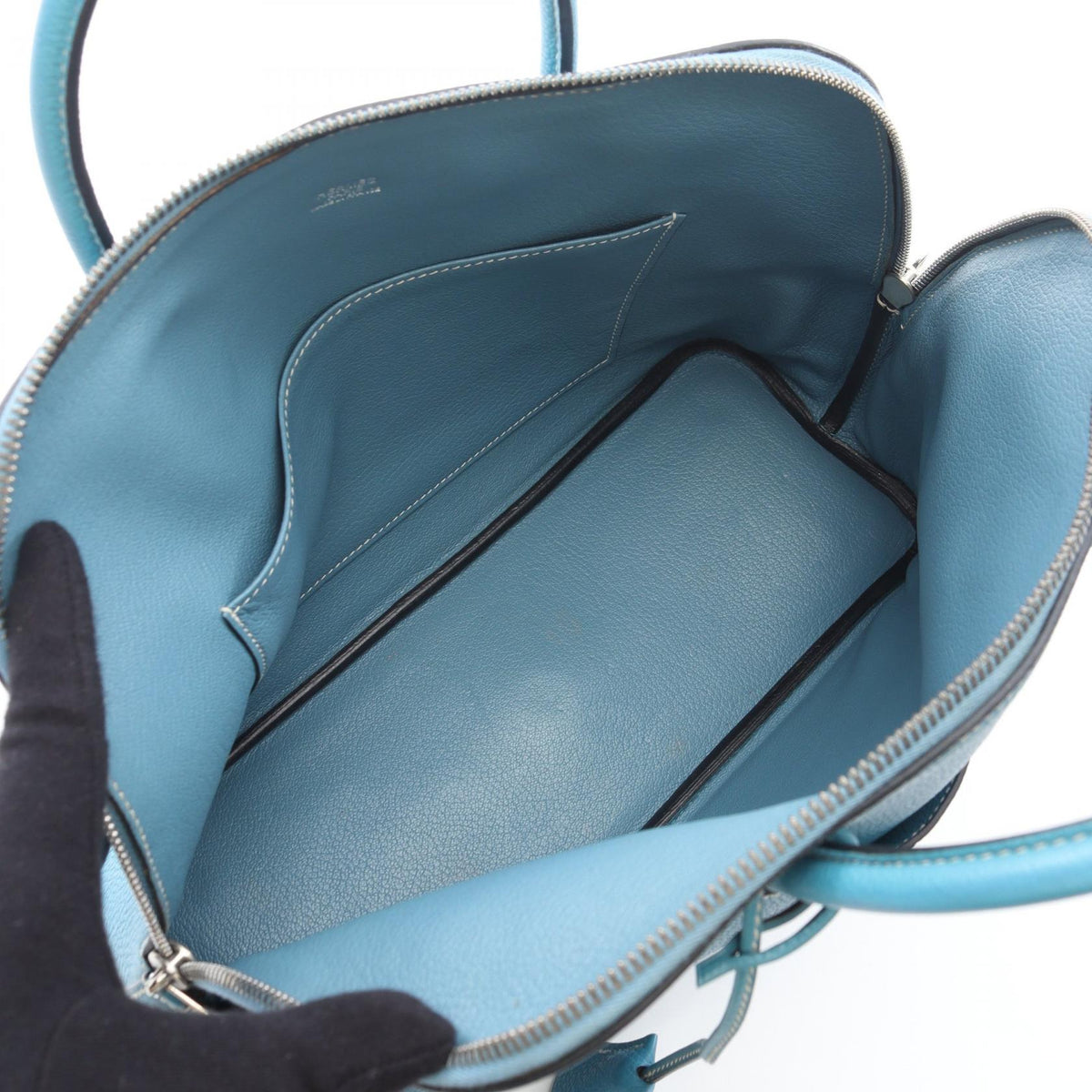 HERMES Bolide 1923 30 Togo Blue Jean Handbag