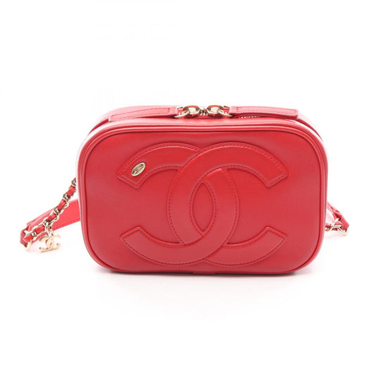 CHANEL Coco Mark Chain Leather Bag Red