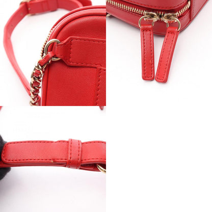 CHANEL Coco Mark Chain Leather Bag Red