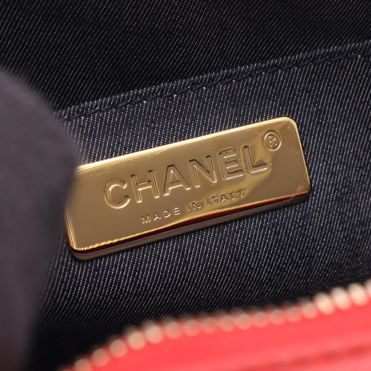 CHANEL Coco Mark Chain Leather Bag Red