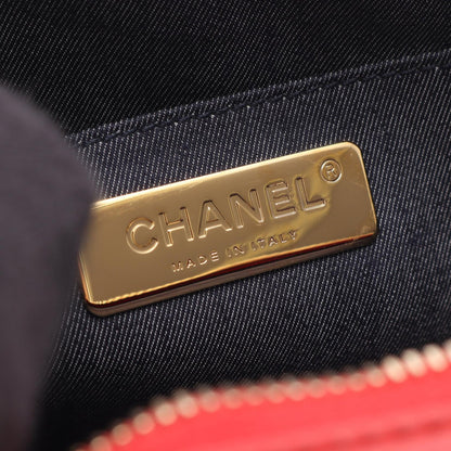 CHANEL Coco Mark Chain Leather Bag Red