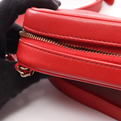 CHANEL Coco Mark Chain Leather Bag Red