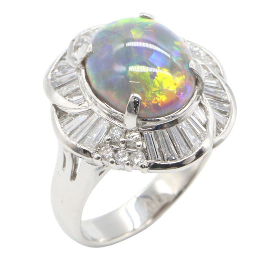 JEWELRY Black Opal Diamond Pt900 Platinum Ring Size JP 11