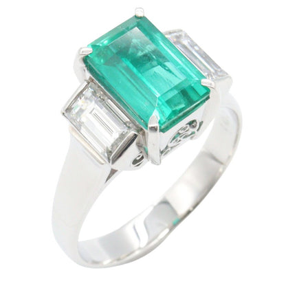 JEWELRY Emerald Diamond Pt900 Platinum Ring Size JP 11.5