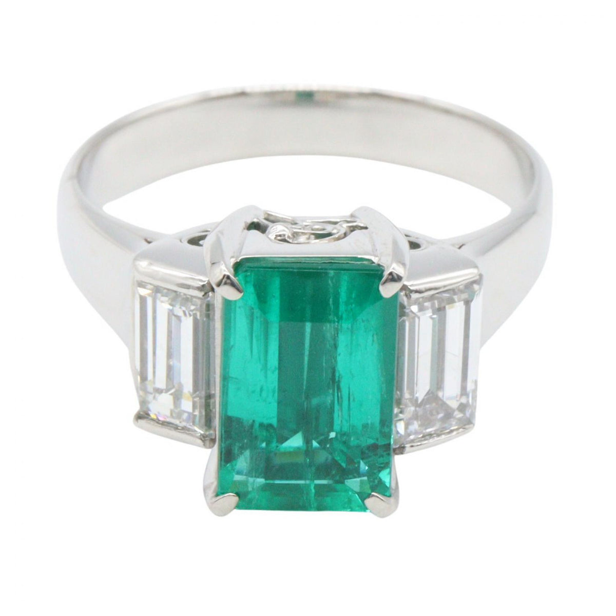 JEWELRY Emerald Diamond Pt900 Platinum Ring Size JP 11.5