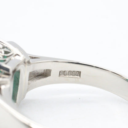JEWELRY Emerald Diamond Pt900 Platinum Ring Size JP 11.5