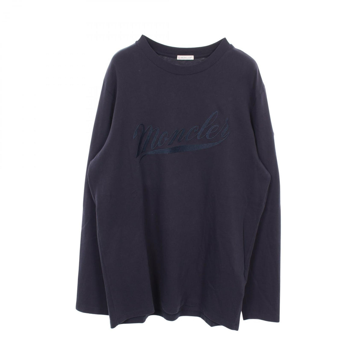 MONCLER Logo Embroidered Cotton Long Sleeve T-Shirt Navy Size L