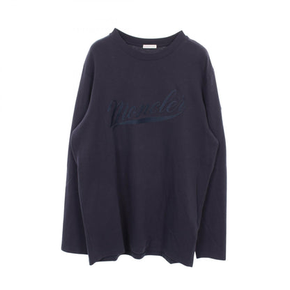 MONCLER Logo Embroidered Cotton Long Sleeve T-Shirt Navy Size L