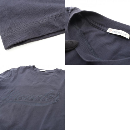 MONCLER Logo Embroidered Cotton Long Sleeve T-Shirt Navy Size L