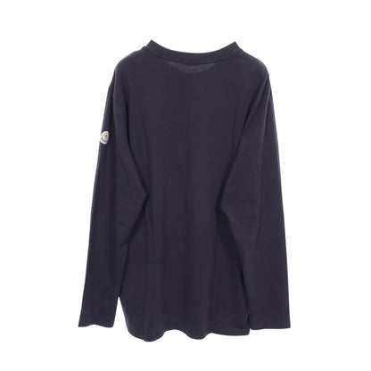 MONCLER Logo Embroidered Cotton Long Sleeve T-Shirt Navy Size L