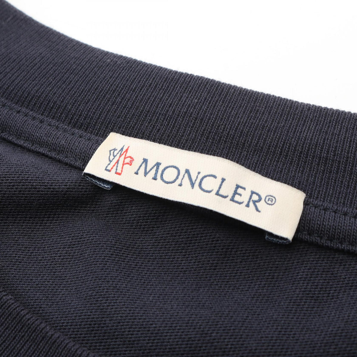 MONCLER Logo Embroidered Cotton Long Sleeve T-Shirt Navy Size L