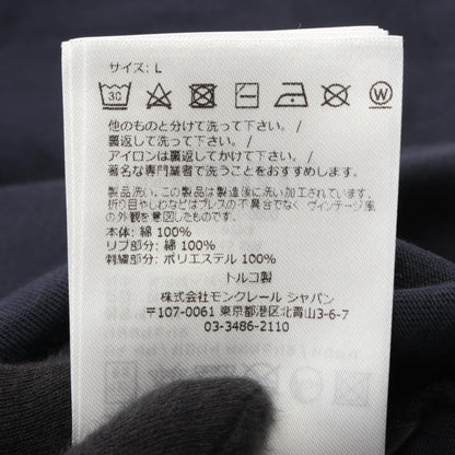MONCLER Logo Embroidered Cotton Long Sleeve T-Shirt Navy Size L