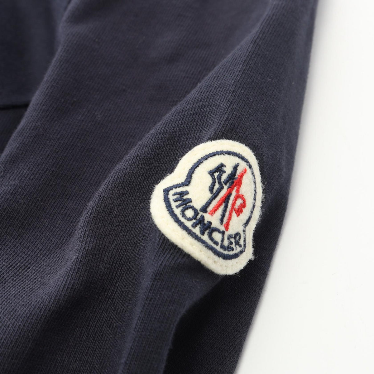 MONCLER Logo Embroidered Cotton Long Sleeve T-Shirt Navy Size L