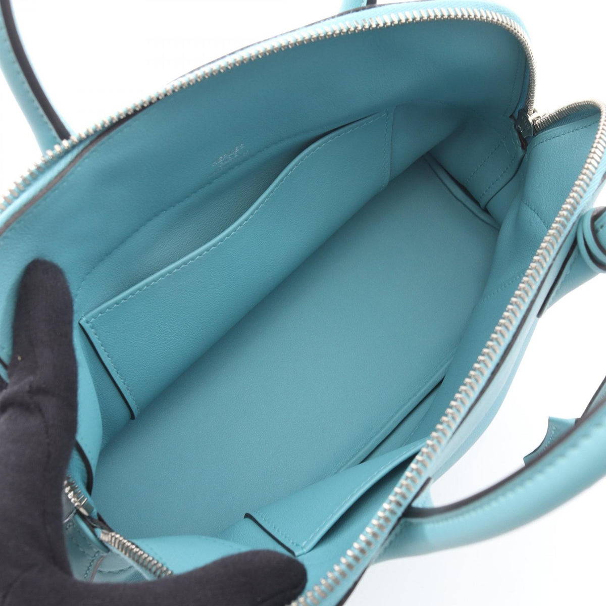 HERMES Bolide Secret Veau Handbag Blue