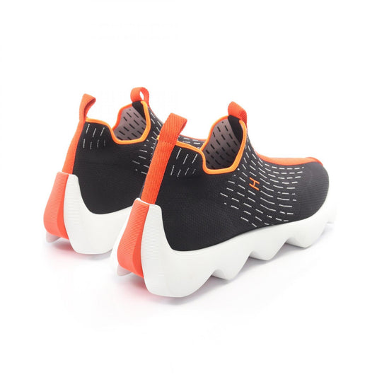 HERMES Eclair Fabric Slip-ons Black Orange Size 41.5