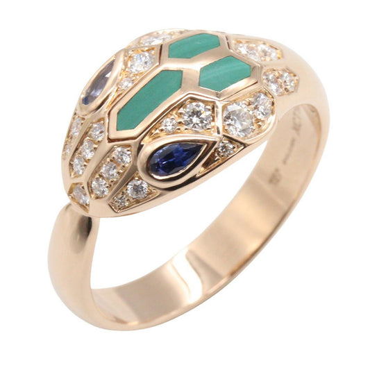 BVLGARI Serpenti Sapphire Diamond Malachite Ring Size JP 19