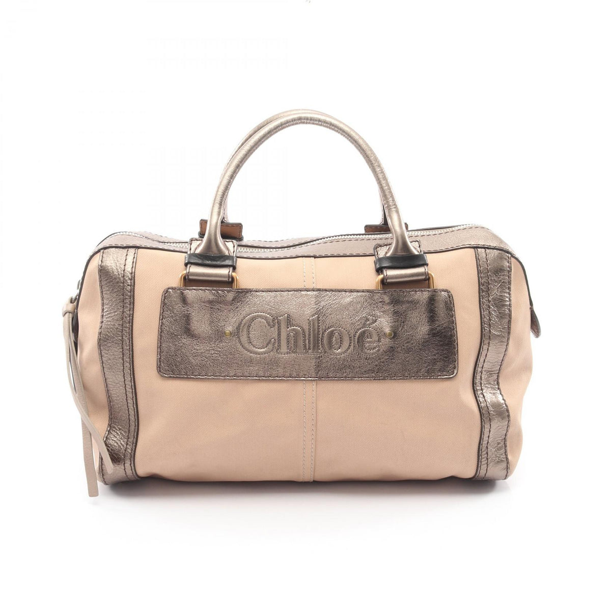 Chloe Logo Metallic Canvas Bag Pink
