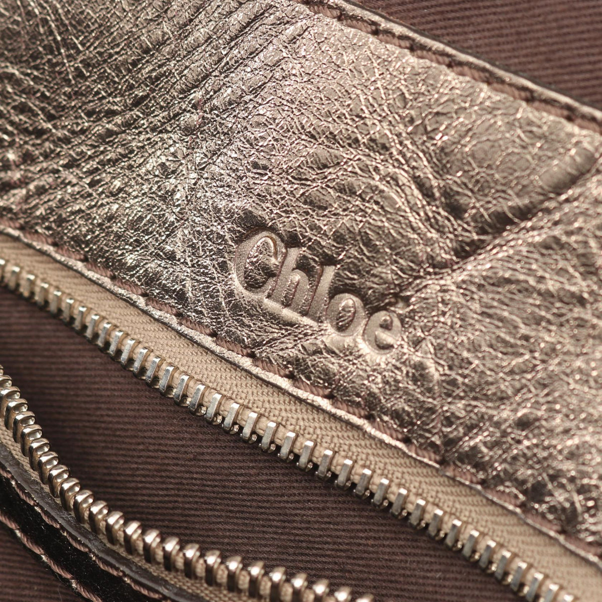 Chloe Logo Metallic Canvas Bag Pink