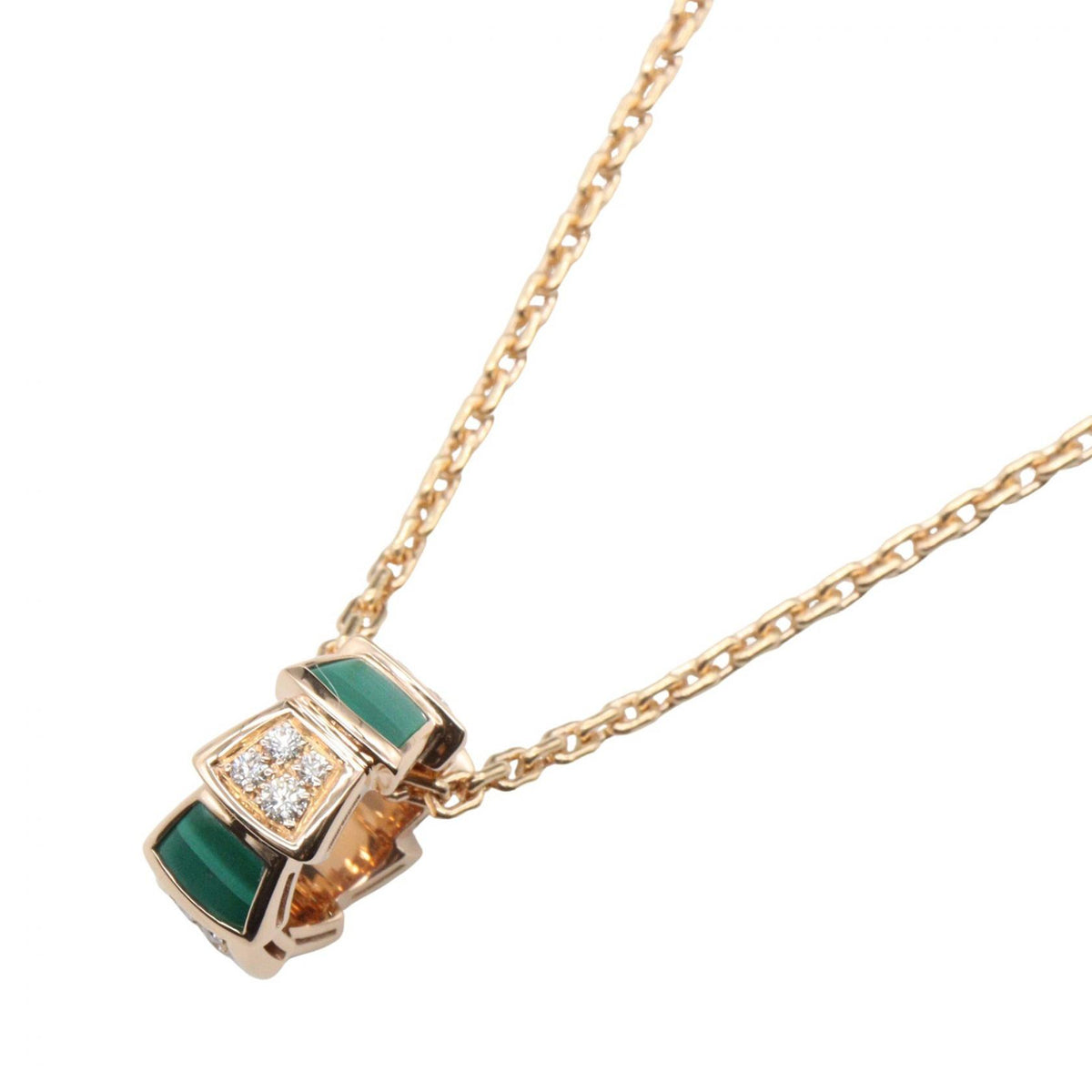 BVLGARI Serpenti Malachite Diamond 18K PG Necklace