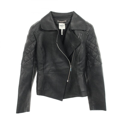 HERMES Deerskin Leather Jacket Black Size 36