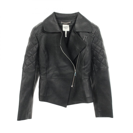 HERMES Deerskin Leather Jacket Black Size 36