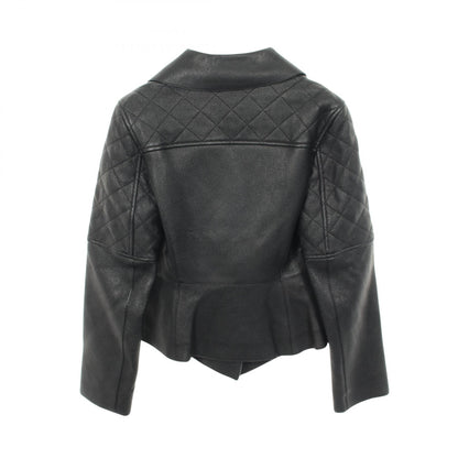 HERMES Deerskin Leather Jacket Black Size 36