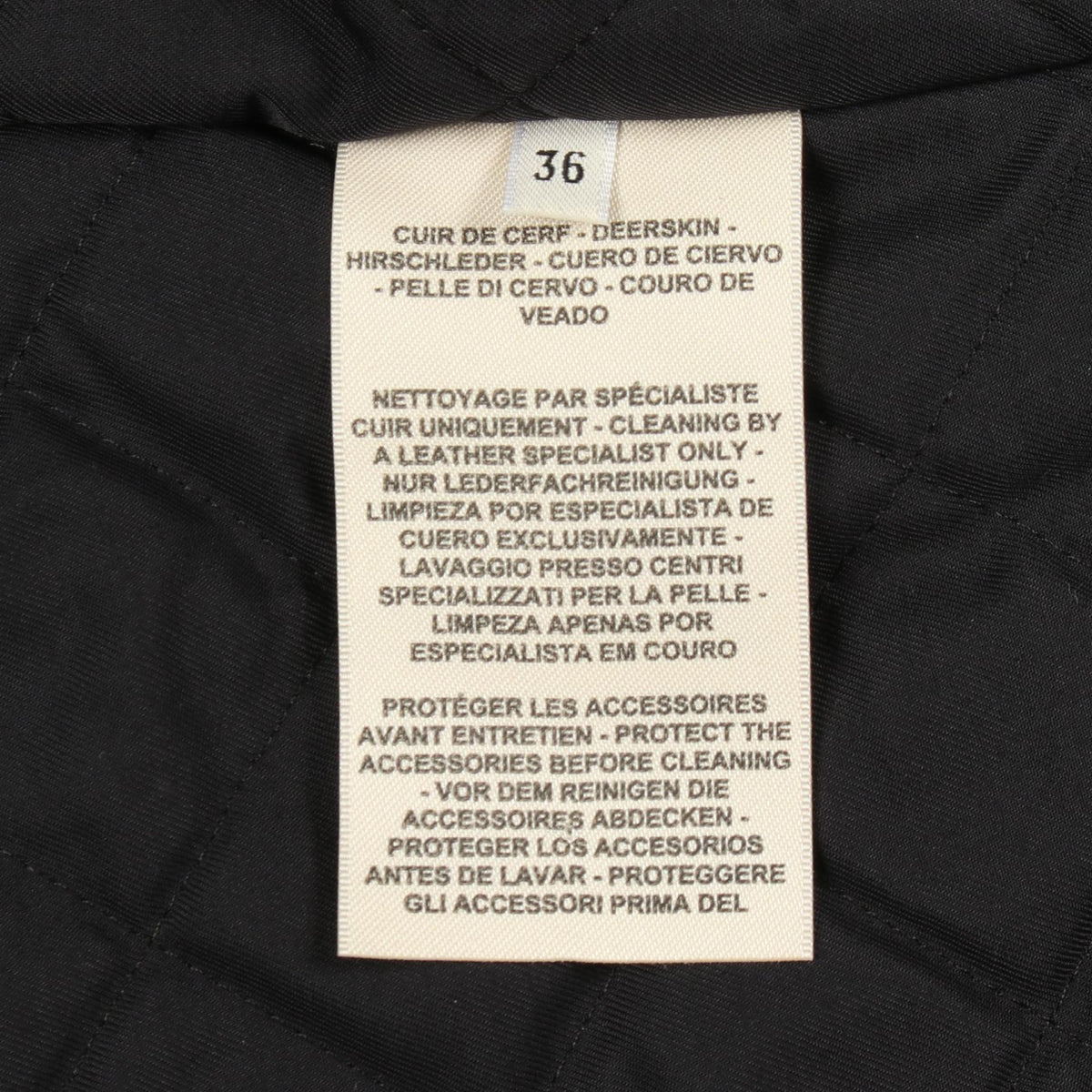 HERMES Deerskin Leather Jacket Black Size 36