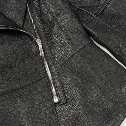 HERMES Deerskin Leather Jacket Black Size 36