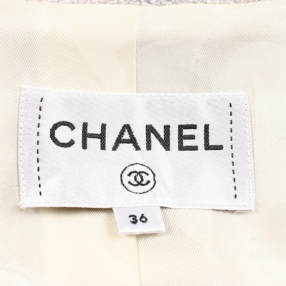 CHANEL Coco Mark Button White Nylon Cotton Jacket Size 36