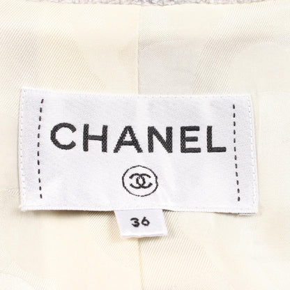 CHANEL Coco Mark Button White Nylon Cotton Jacket Size 36