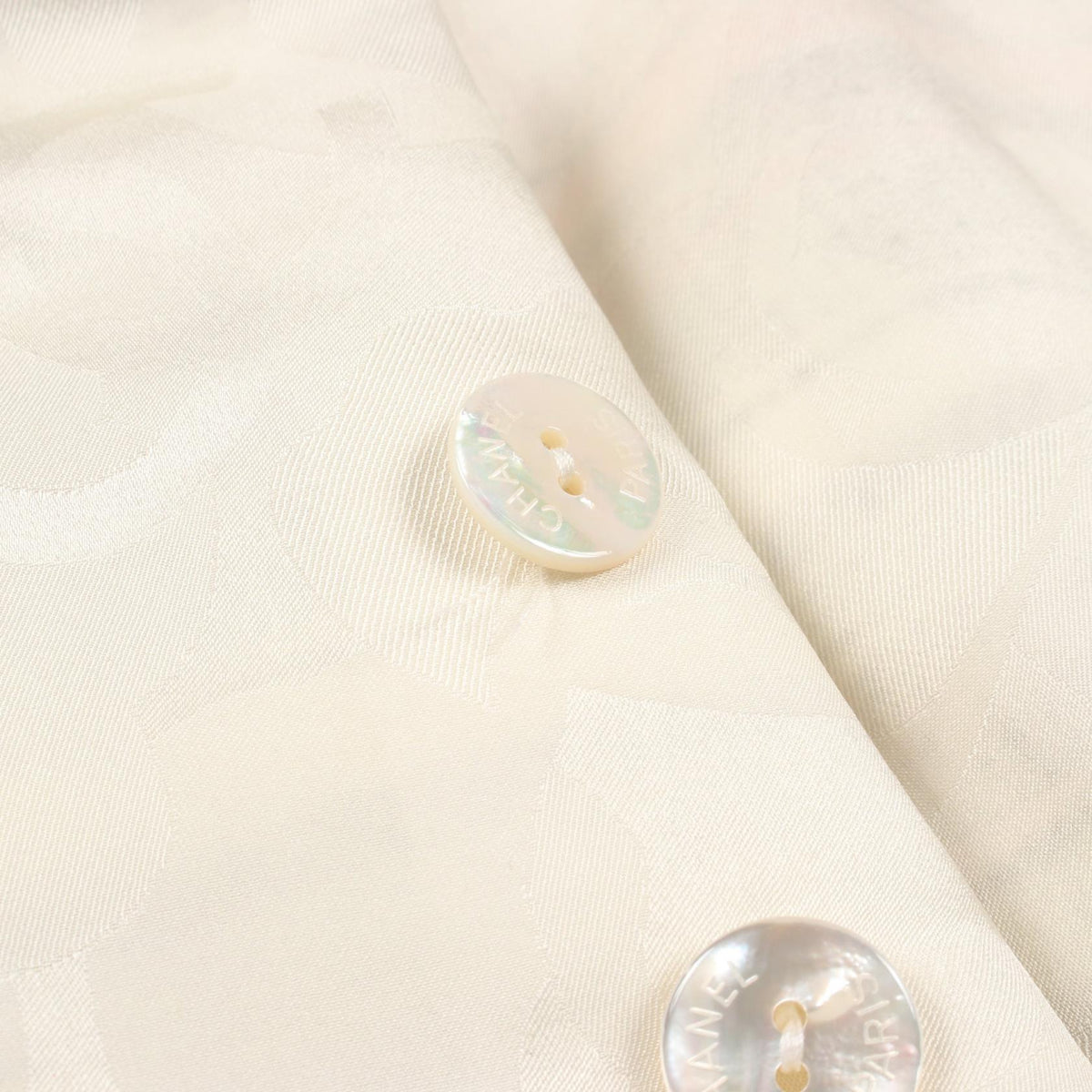 CHANEL Coco Mark Button White Nylon Cotton Jacket Size 36