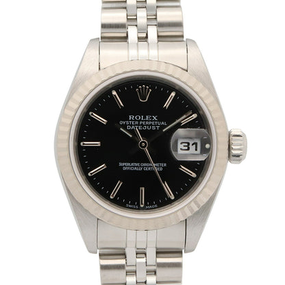 ROLEX Datejust K18 WG SS Watch Baton Black