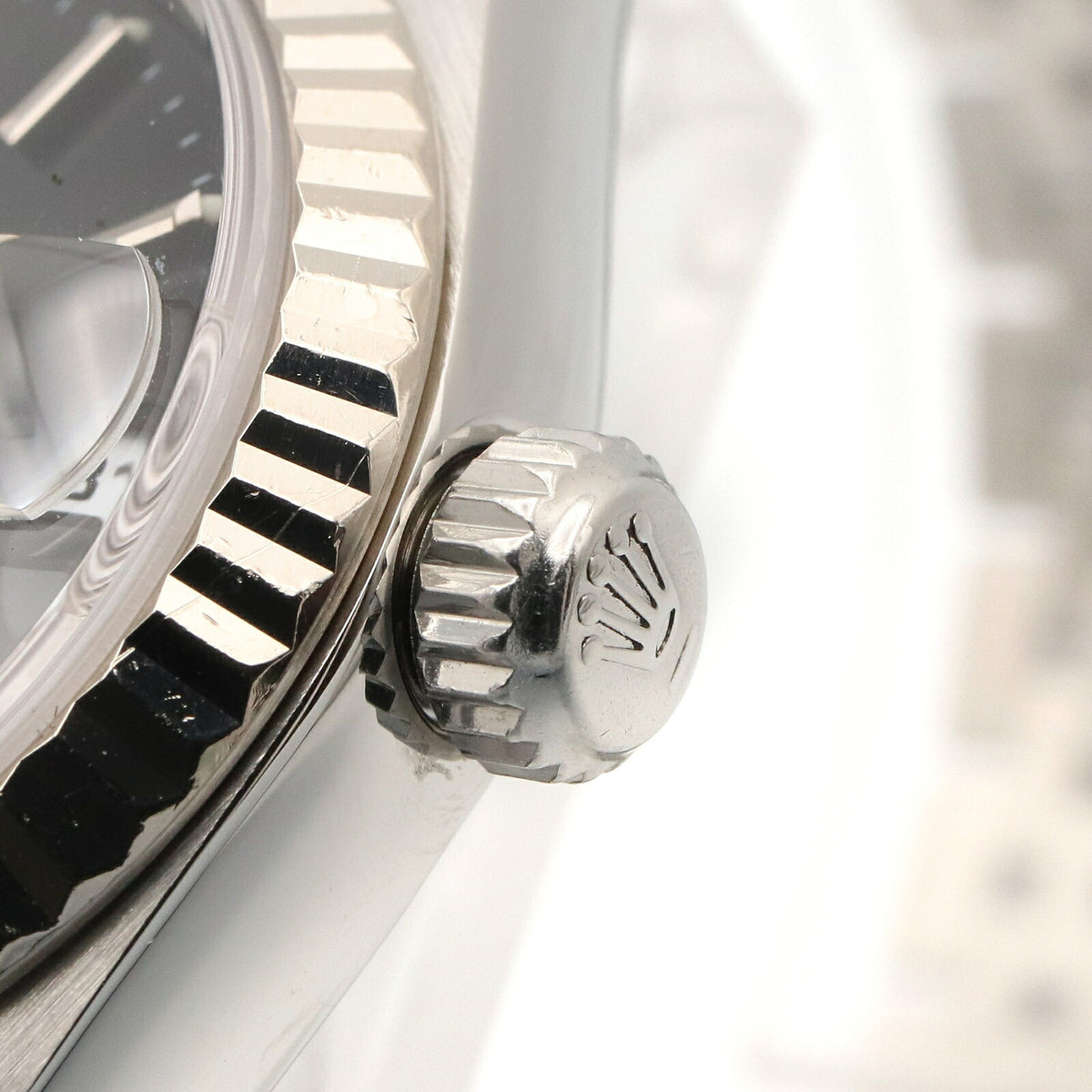 ROLEX Datejust K18 WG SS Watch Baton Black