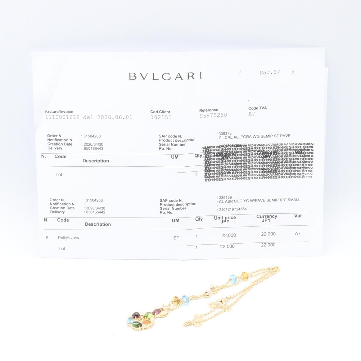 BVLGARI Astrale Cherki Stone Necklace