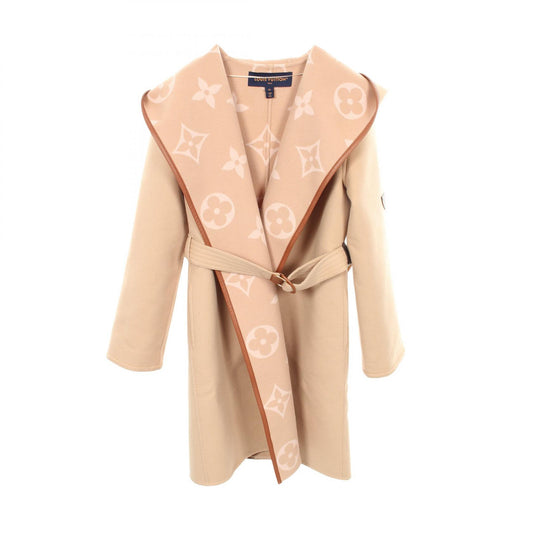 LOUIS VUITTON Hooded Giant Monogram Wrap Coat Size 36