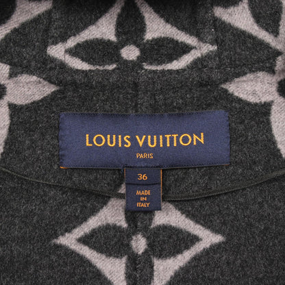 LOUIS VUITTON Hooded Giant Monogram Wool Wrap Coat Size 36